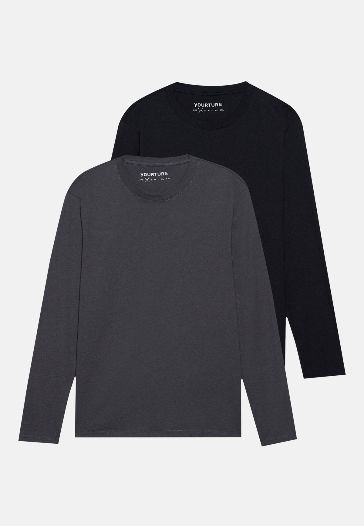 YOURTURN UNISEX 2 PACK - Long Sleeved Top - Black/dark Grey