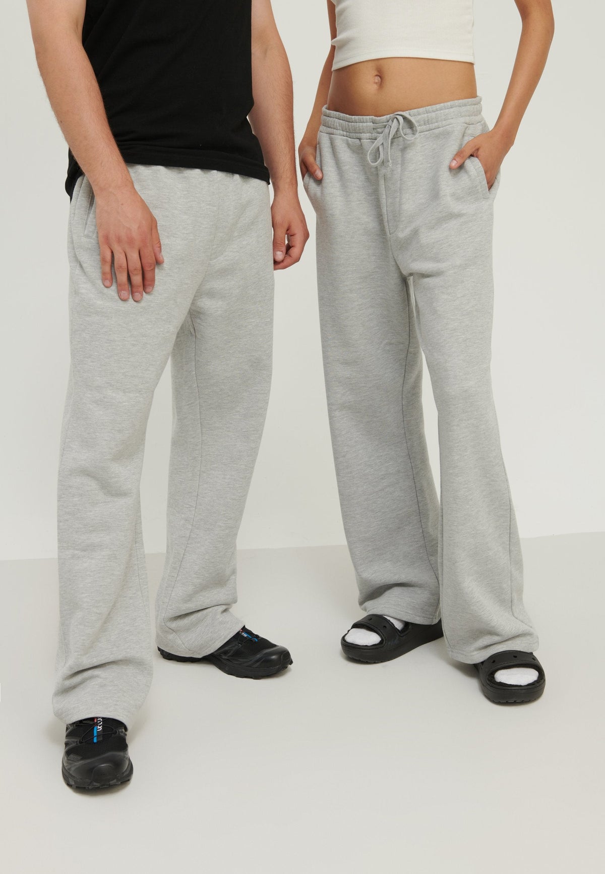 YOURTURN UNISEX - Tracksuit Bottoms - Mottled Light Grey
