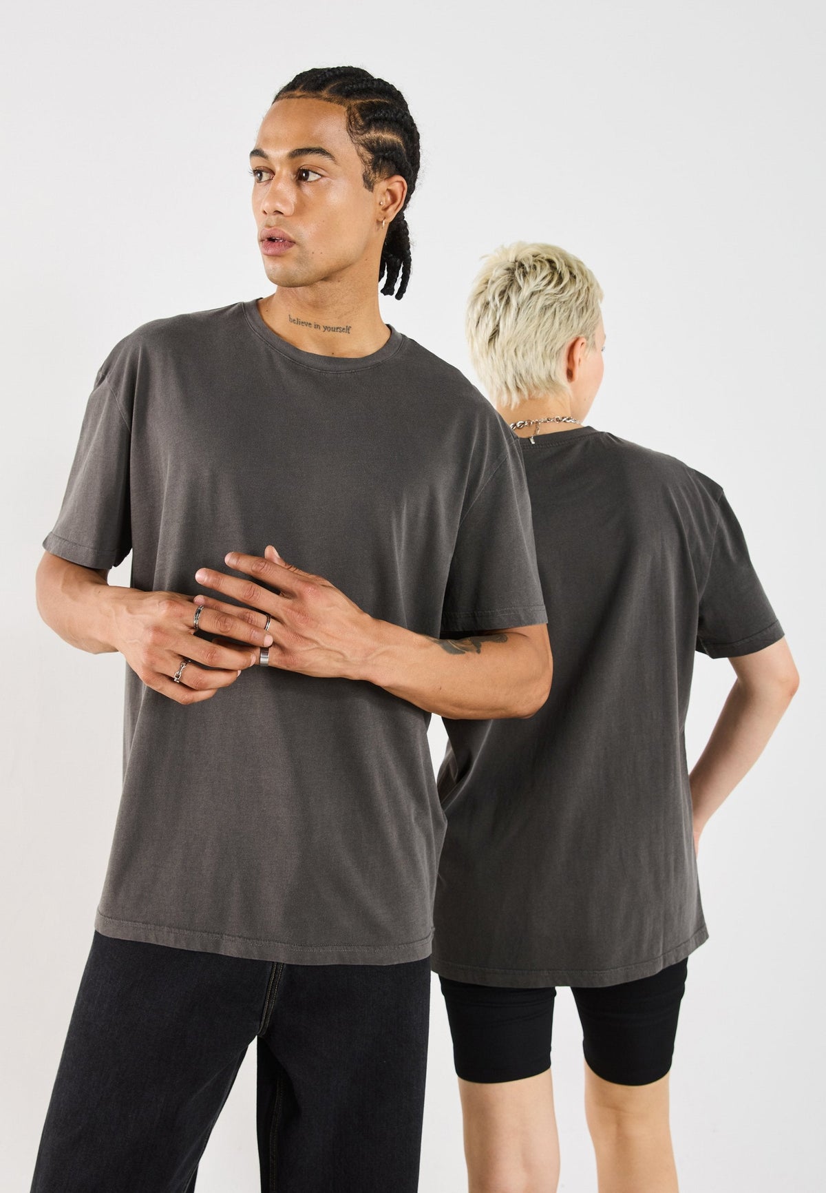 YOURTURN UNISEX BASIC GARMENT WASHED - Basic T-shirt - Asphalt